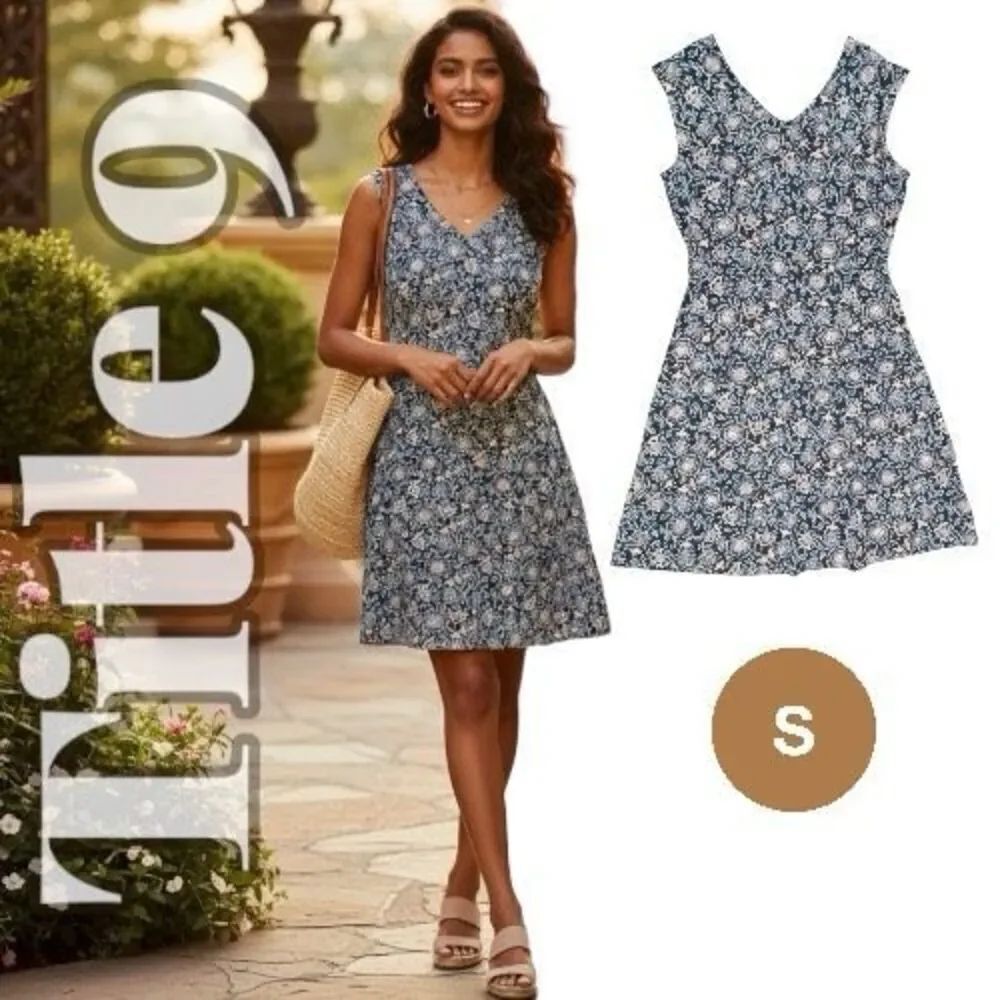 Title Nine Dress Romper Women’s Small Diamalete Paisley Navy Blue Golf